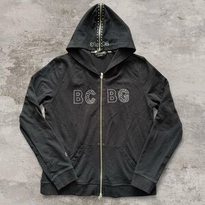bcbg zip up hoodie with rhinestone detailing